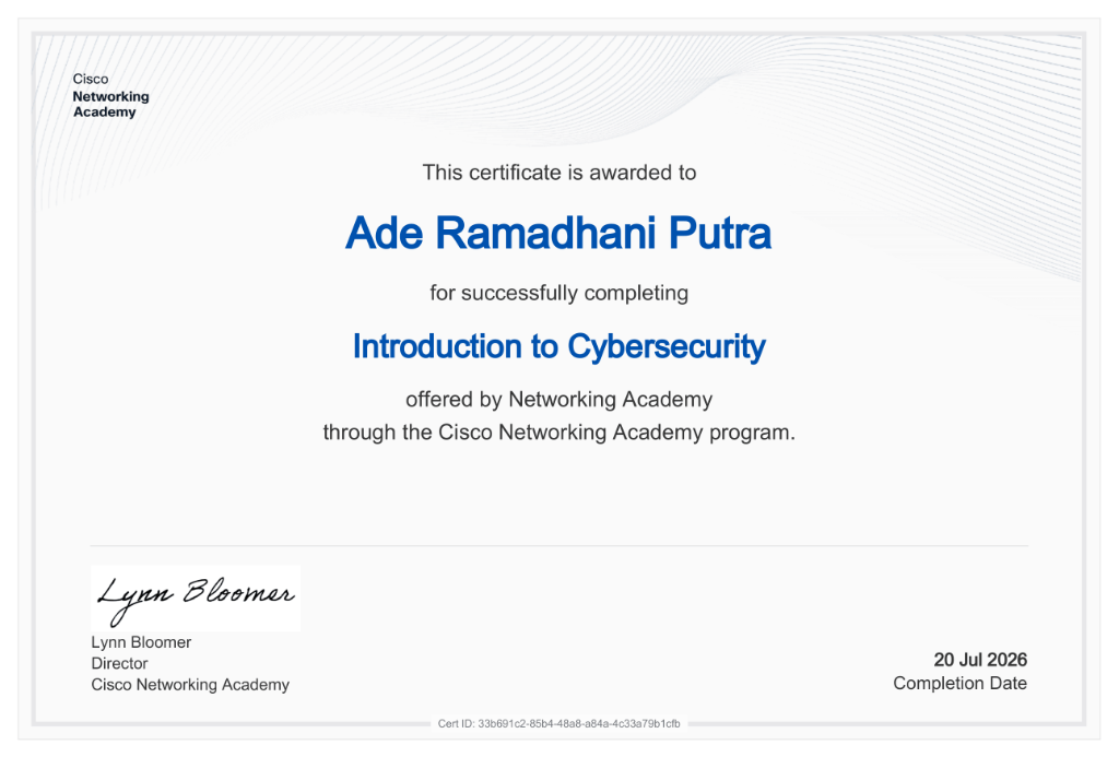 Cisco Networking Academy – Introduction to Cybersecurity