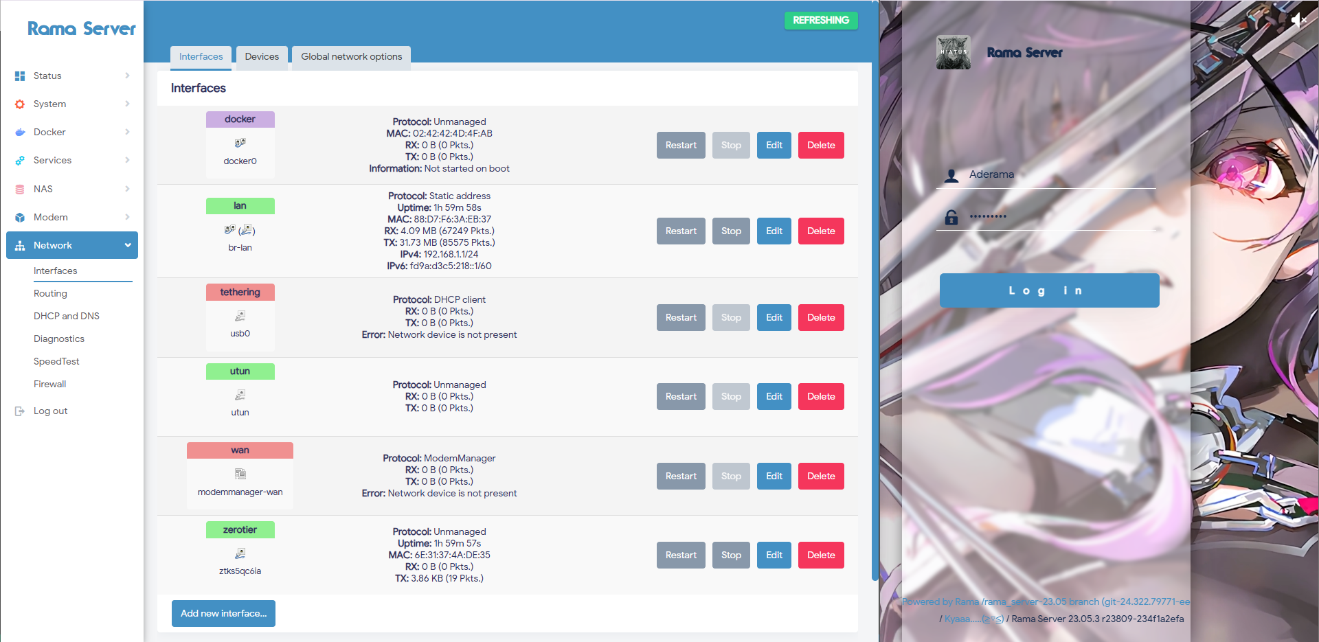 Rama Server Dashboard